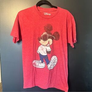 Disney Men Red Tee with Cool Mickey Mouse Graphic T-shirt